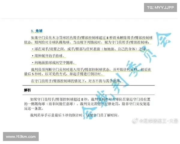 IFAB新规解读:门将8秒持球计时明确开始条件及影响分析 IFAB新规解读:门将8秒持球计时明确开始条件及影响分析